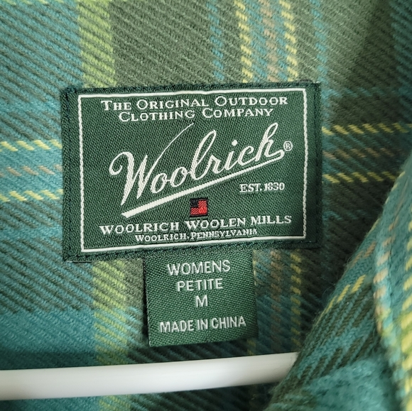 Woolrich Women's Plaid Shirt Petite Medium Agate Green - Picture 3 of 5
